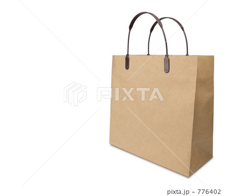 茶色のショッピングバック　紙袋　白バック 776402
