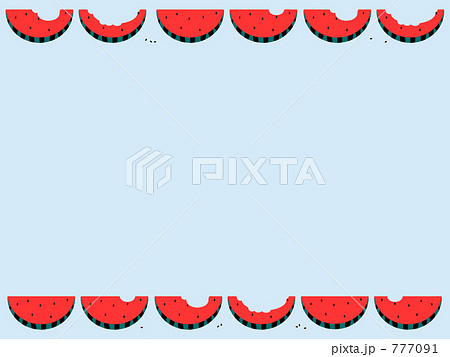 イラスト すいかのフレーム （水色） 777091