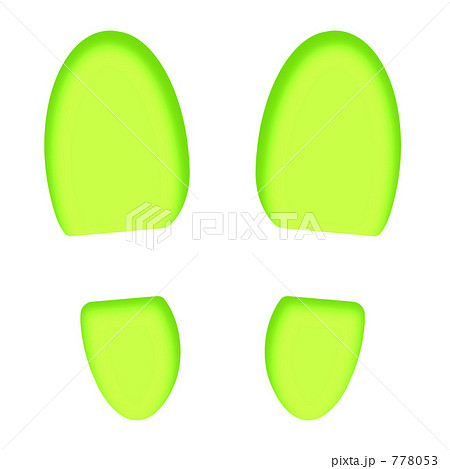 靴跡 靴の裏 Cg 白抜き 緑色のイラスト素材