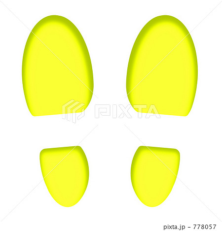 靴跡 靴の裏 Cg 白抜き 黄色のイラスト素材