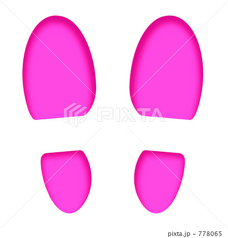 靴跡 靴の裏 Cg 白抜き ピンクのイラスト素材