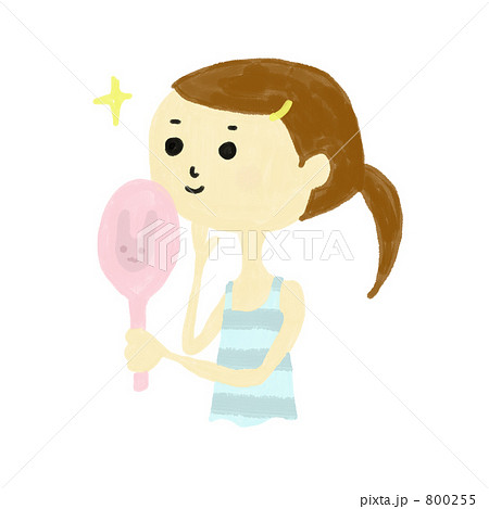 鏡を見る女の子 鏡を見る女の子 800255