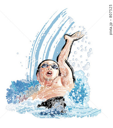 水泳背泳ぎイラストレーションのイラスト素材