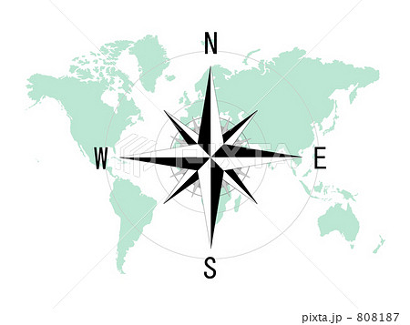 コンパスと世界地図のイラスト素材