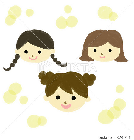 女の子3人の笑顔のイラスト素材 4911