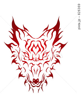 狼のトライバル 白 のイラスト素材 6369