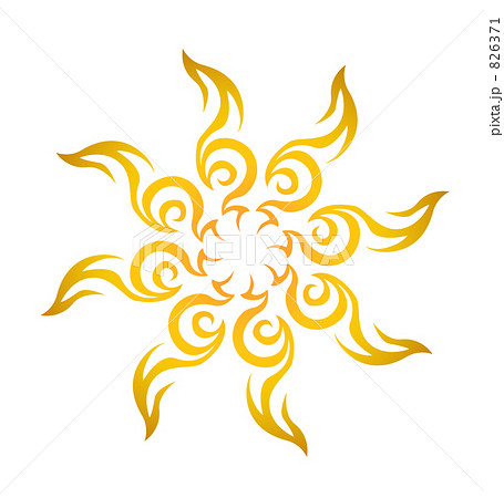 太陽のトライバル 白 のイラスト素材 6371
