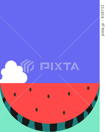 広い夏空と切ったスイカ　ライトブルーベース 838732