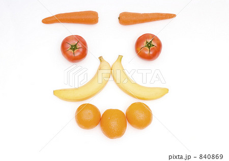 野菜と果物で作った顔の写真素材