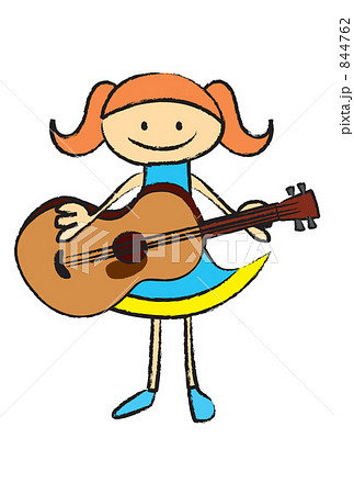 ギター 女の子のイラスト素材 844762 Pixta