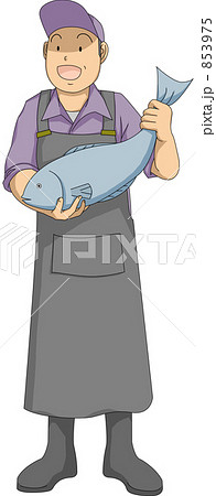 魚屋 男性イラストのイラスト素材