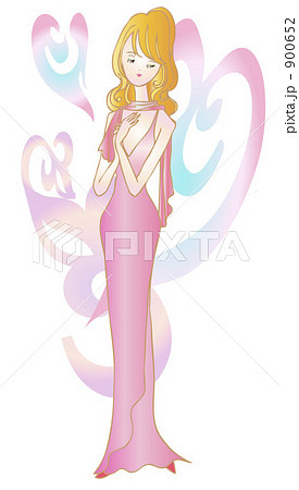 ばら色のロングドレス 900652