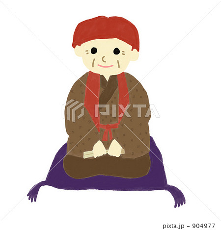 赤いちゃんちゃんこを着るおじいちゃんのイラスト素材