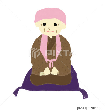 桃色のちゃんちゃんこを着るおじいちゃんのイラスト素材