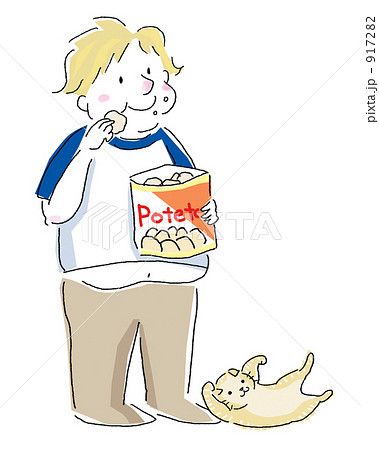 ポテチを食べる男の子のイラスト素材 917282 Pixta