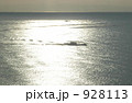 朝の光る海、横切る孤舟 928113