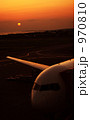飛行機と夕日 970810