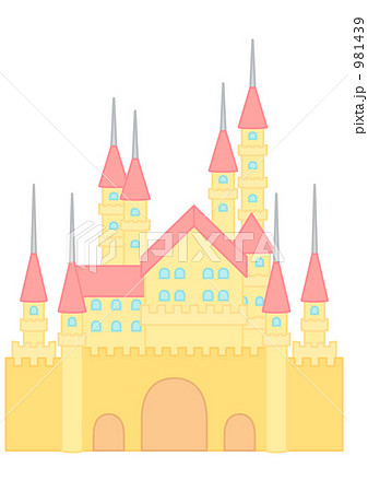 西洋風のお城 ピンク系 のイラスト素材