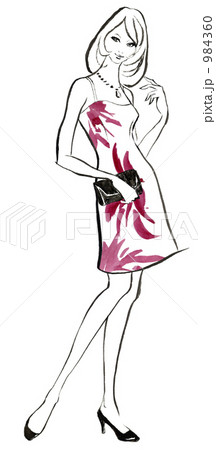 ドレスアップ 女の人 パーティのイラスト素材 984360 Pixta