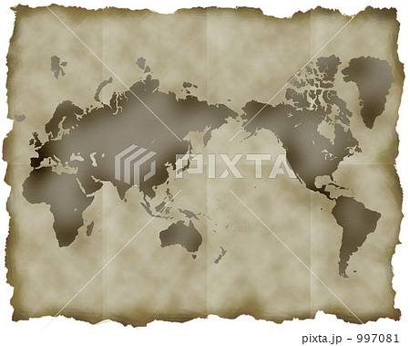 古い地図 世界地図 日本地図 グローバル 図形 大陸 海洋 地球のイラスト素材