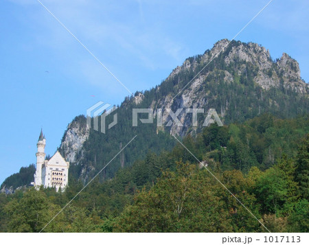 ノイシュヴァンシュタイン城とアルプスの山 ノイシュヴァンシュタイン城とアルプスの山 1017113
