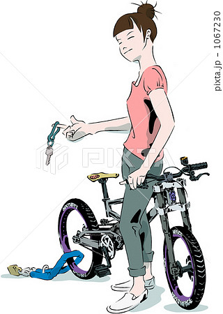 女の子 自転車 Mtbのイラスト素材