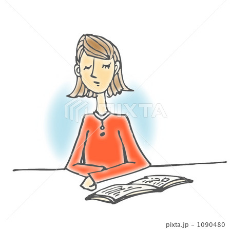 本を読む女性のイラスト素材