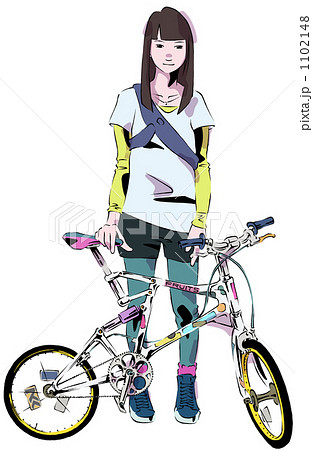 サイクリング 自転車 女性のイラスト素材 1102148 Pixta
