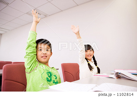 手を挙げる小学生 手を挙げる小学生 1102814