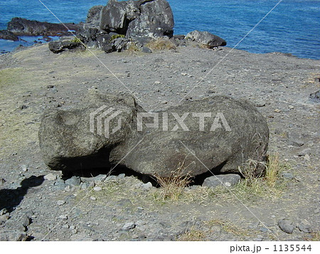 世界遺産 チリ イースター島 アフ・アカハンガ モアイ 世界遺産 チリ イースター島 アフ・アカハンガ モアイ 1135544
