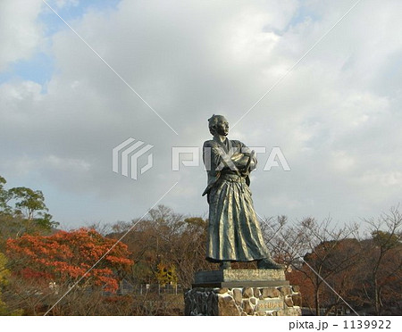 長崎 風頭公園の坂本龍馬像の写真素材