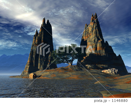 幻想世界（2つの巨岩と1本の木） 1146880