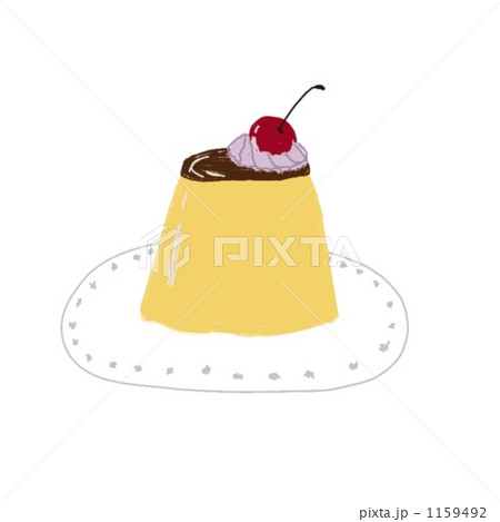 プリンのイラスト素材。ガーリーなスイーツのイラスト。 プリンのイラスト素材。ガーリーなスイーツのイラスト。 1159492