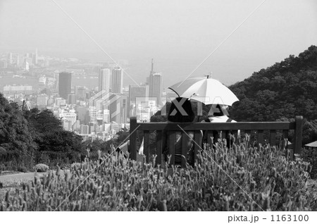 布引ハーブ園から神戸を眺めるカップル 1163100