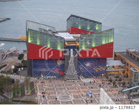 海遊館 上空から 海遊館 大阪 大阪府 水族館 港の写真素材