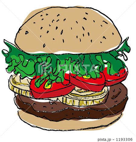 ジャンクフード ファーストフード ハンバーガーのイラスト素材