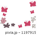 ちょう（蝶々）と花のイラスト。シンプルでガーリーなフレーム素材。 1197915