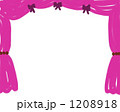 ピンクのカーテンのフレーム素材。シンプルでガーリーなイラスト。 1208918