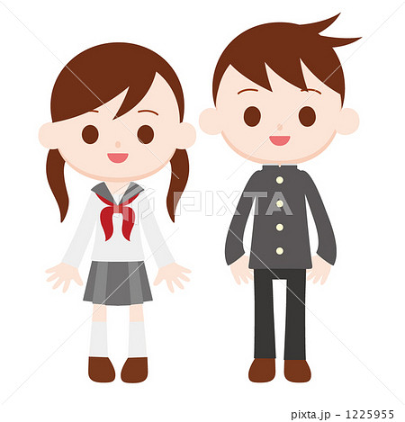 学生服の男の子と女の子のイラスト素材
