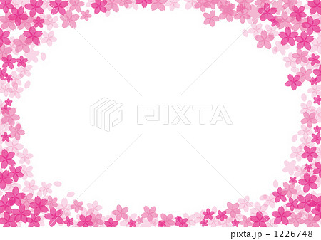 桜 イラスト枠 濃い色 白のイラスト素材