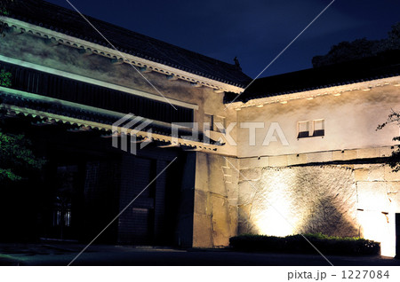 ホワイトライト照明の大阪城の夜景 1227084