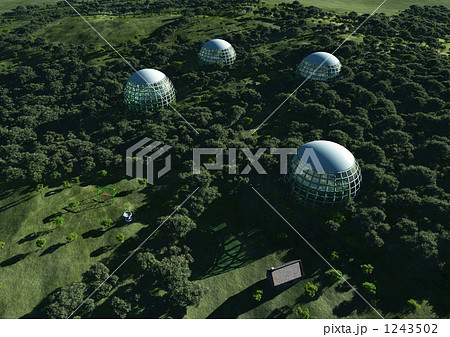 幻想世界 未来球形都市 のイラスト素材