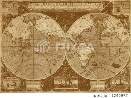 アンティーク世界地図のイラスト素材