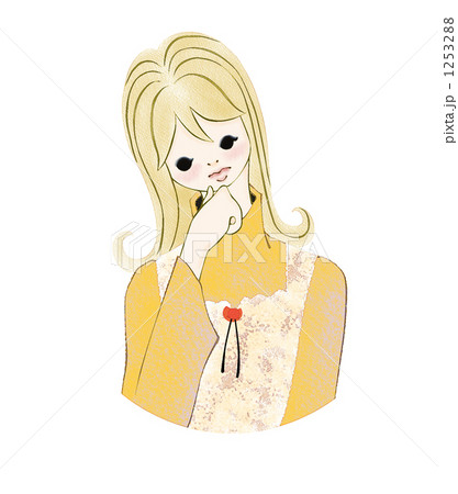 考える女の子のイラスト素材