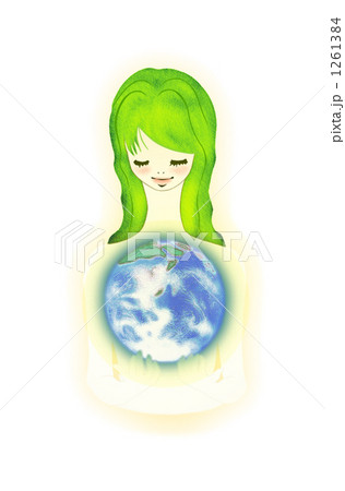 地球を抱く女の子のイラスト素材 [1261384] - PIXTA