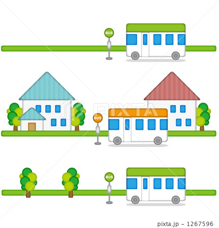 バスのある風景のイラスト素材