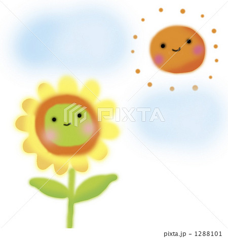 向日葵 太陽 笑顔のイラスト素材