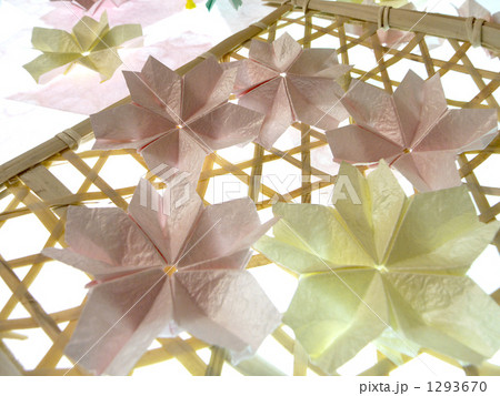 和紙で作った桜の飾り 1293670