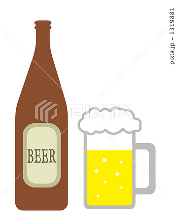 ビール瓶とジョッキのイラスト素材