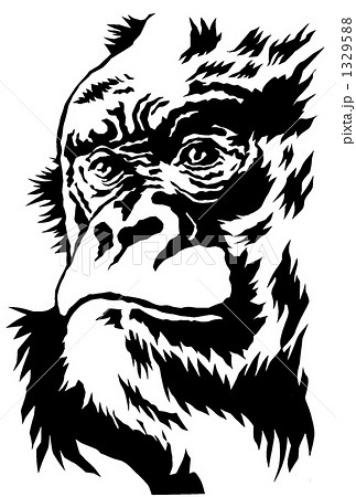 Cutting Picture Gorilla Stock Illustration